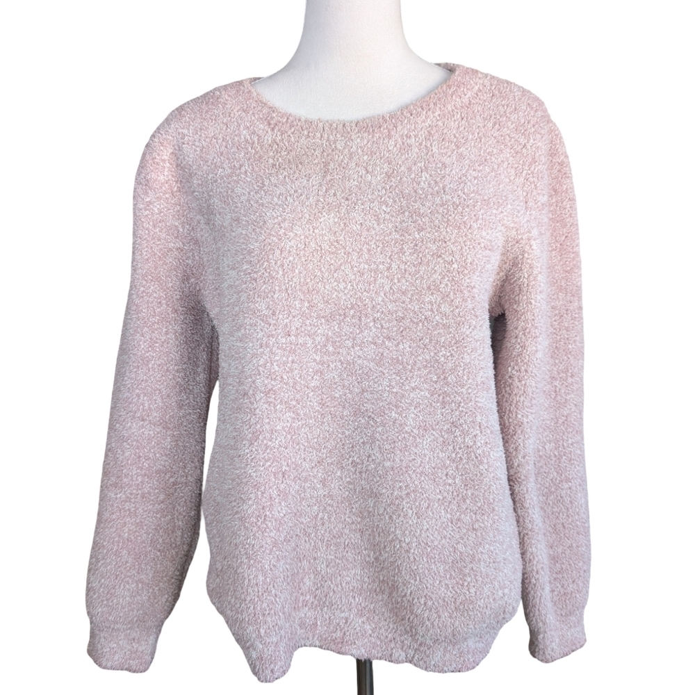 Barefoot Dreams Cozychic Pink Crewneck Sweater Size Medium - Picture 4 of 11